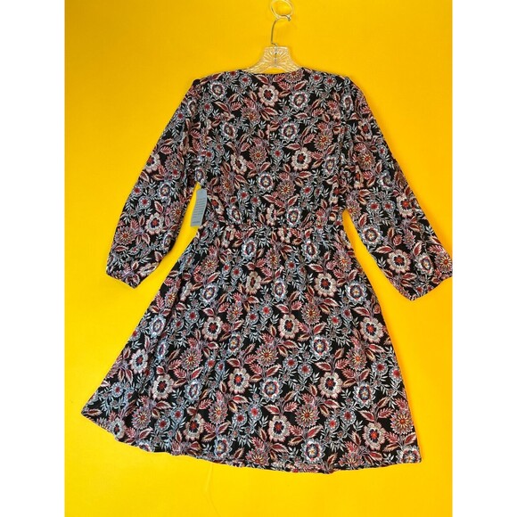 Collective Concepts Floral Dress Long Sleeve Womens S Black Knee-Length NWT - Picture 2 of 6